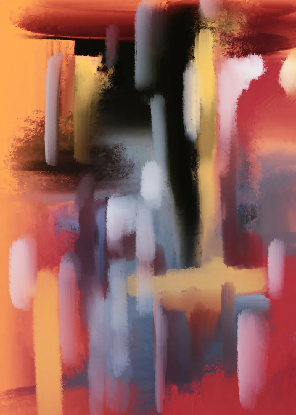 24 × 36 in poster shown to scale above a queen bed
