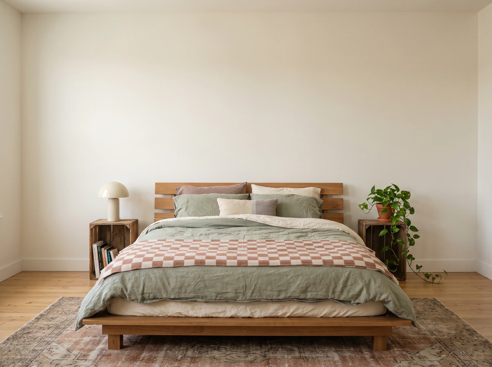 Poster sizes shown to scale on a bedroom wall above a 60 inch (152 cm) queen bed