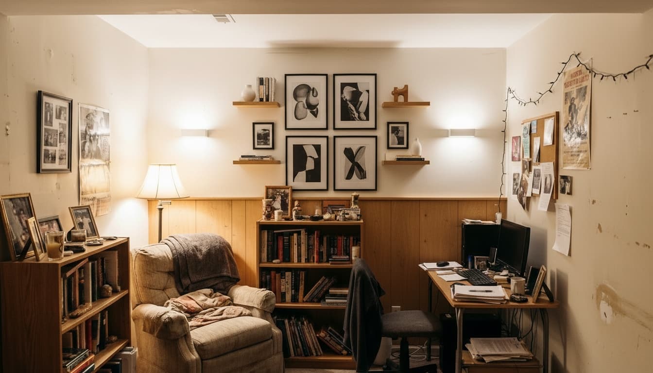 After: Basement Scandinavian style wall decor - Example 6