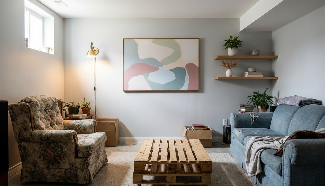 After: Basement Scandinavian style wall decor - Example 7