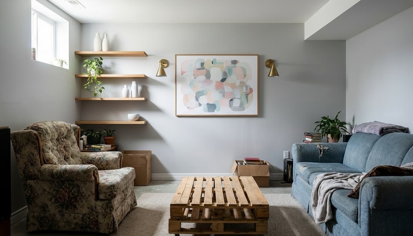 After: Basement Scandinavian style wall decor - Example 8