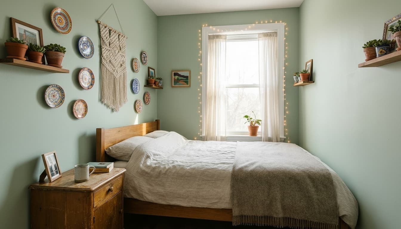 After: Bedroom Bohemian style wall decor - Example 1
