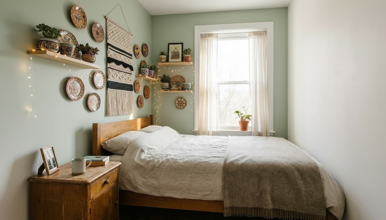 After: Bedroom Bohemian style wall decor - Example 2