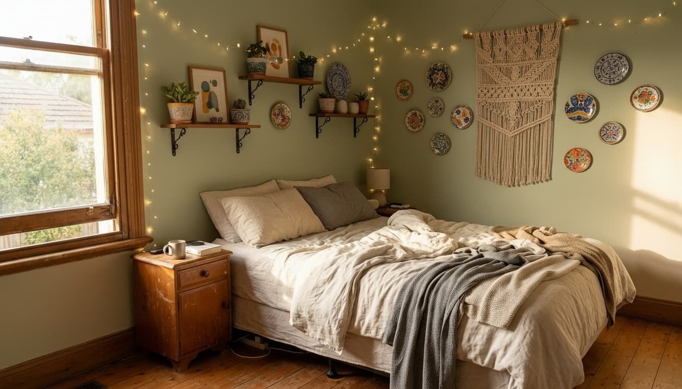 After: Bedroom Bohemian style wall decor - Example 7