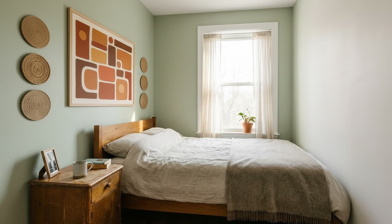 After: Bedroom Mid-Century Modern style wall decor - Example 1