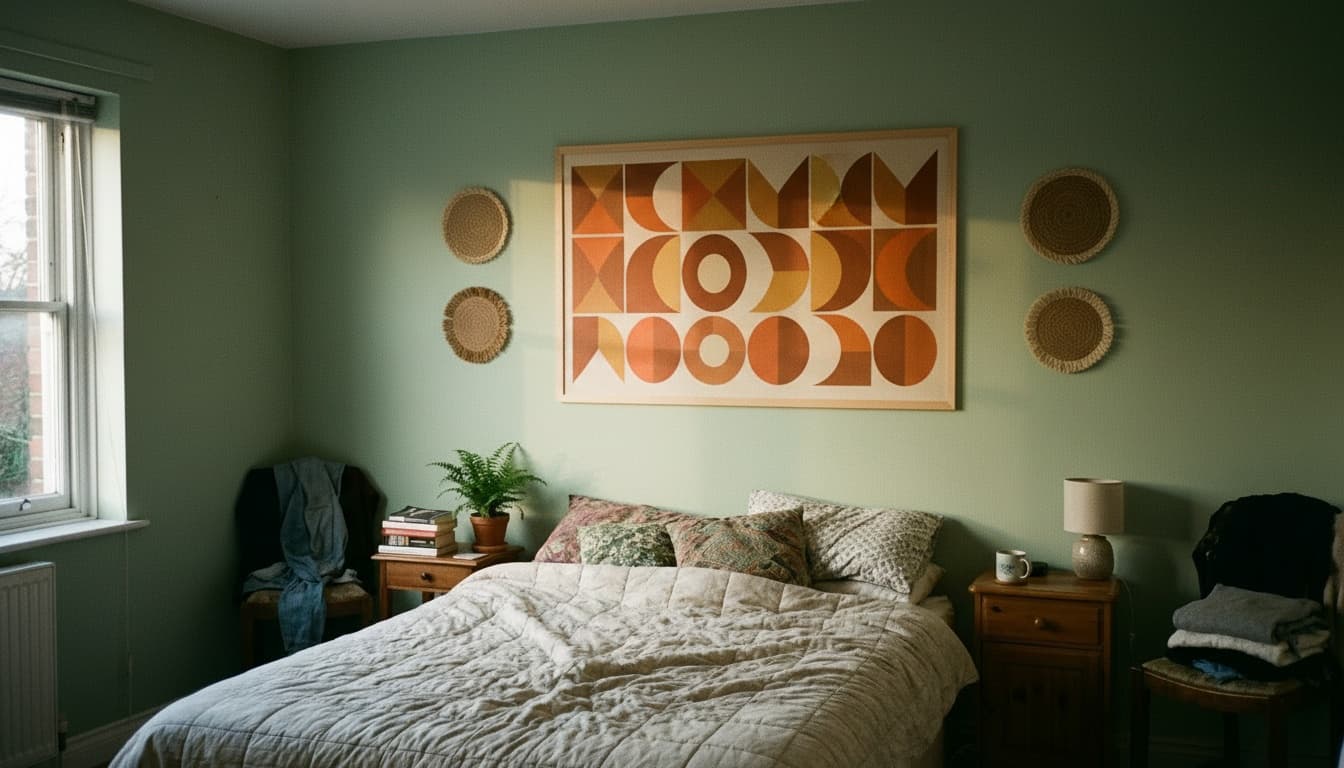 After: Bedroom Mid-Century Modern style wall decor - Example 4