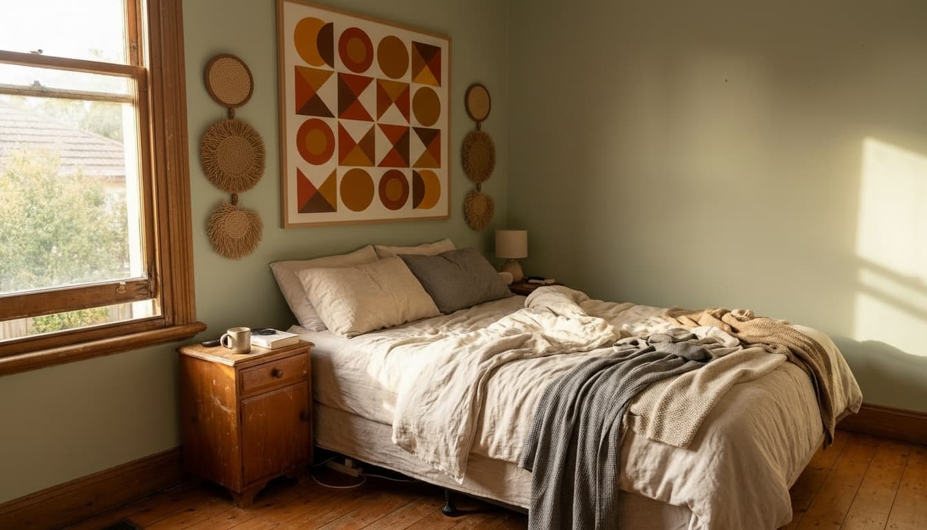 After: Bedroom Mid-Century Modern style wall decor - Example 7