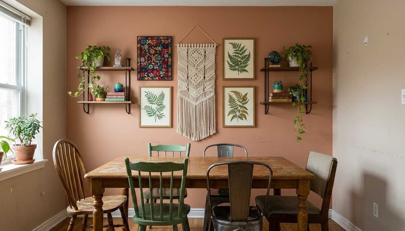 After: Dining Room Bohemian style wall decor - Example 3