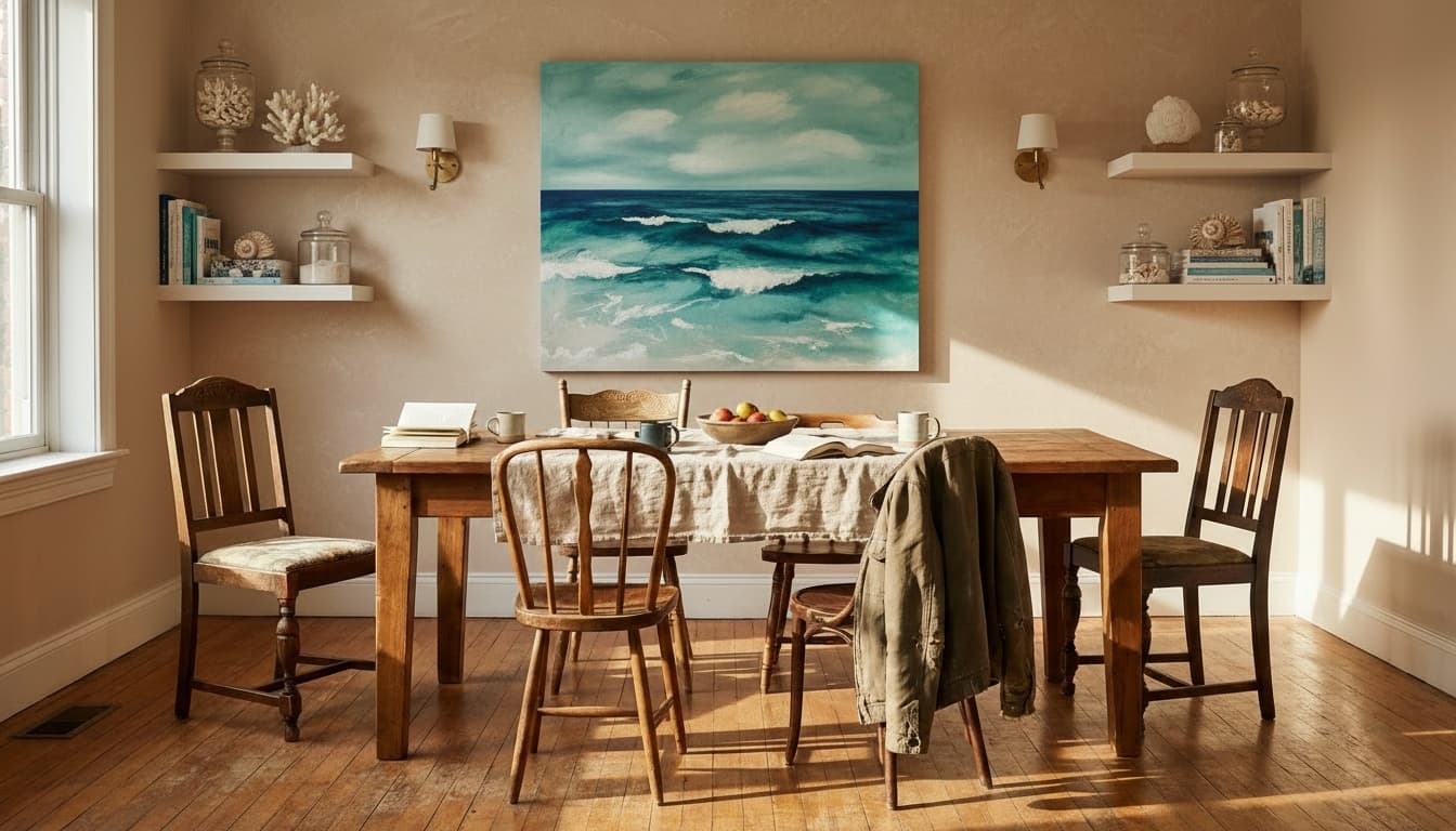 After: Dining Room Coastal style wall decor - Example 8