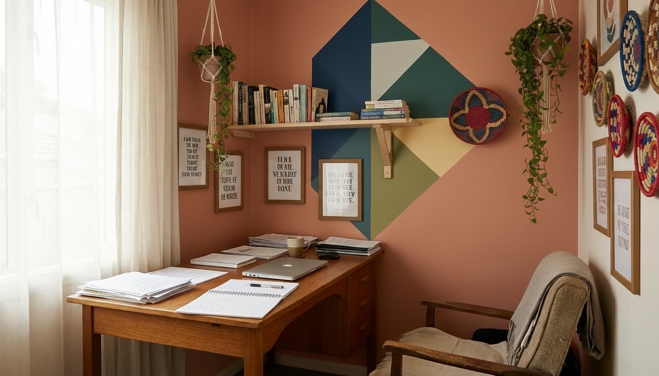 After: Home Office Bohemian style wall decor - Example 3