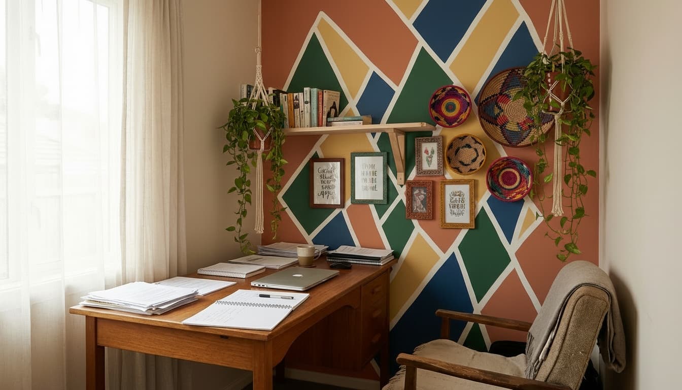 After: Home Office Bohemian style wall decor - Example 4