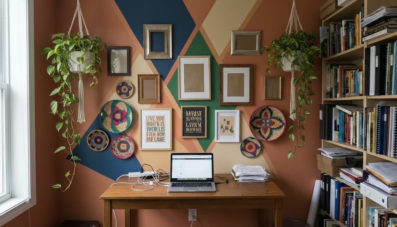 After: Home Office Bohemian style wall decor - Example 7
