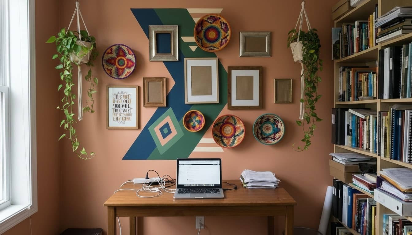 After: Home Office Bohemian style wall decor - Example 8