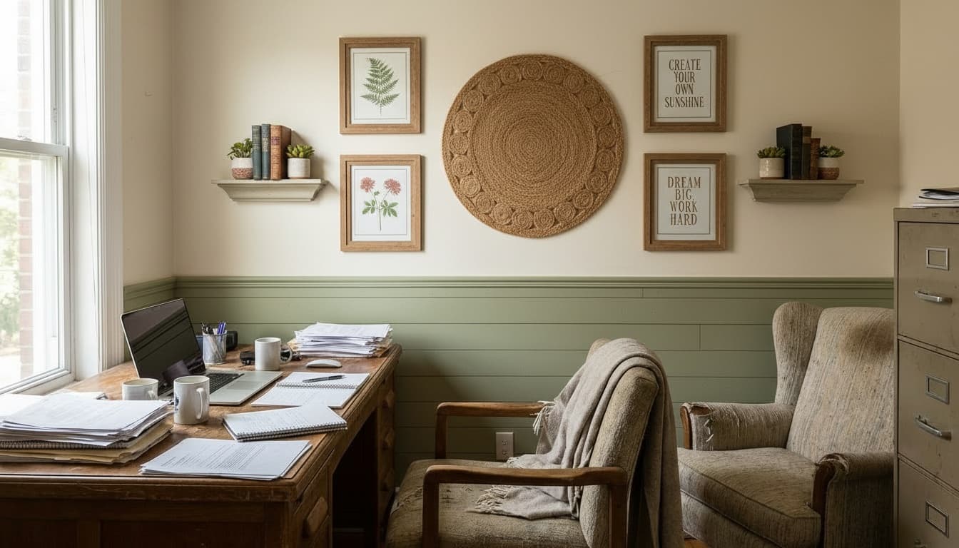 After: Home Office Farmhouse style wall decor - Example 2