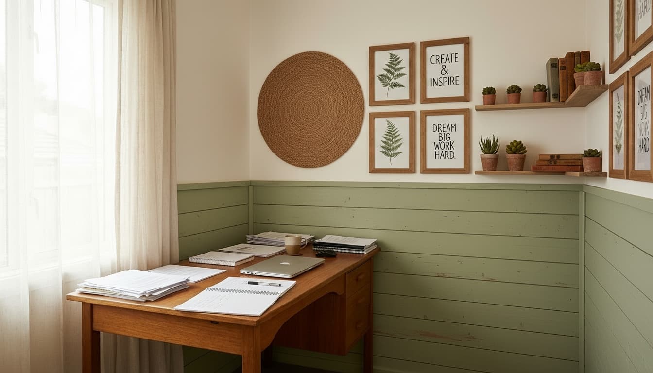 After: Home Office Farmhouse style wall decor - Example 3