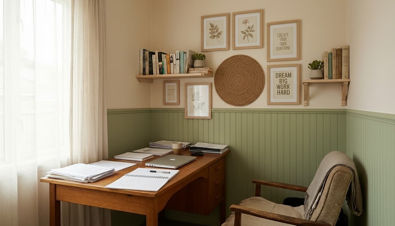After: Home Office Farmhouse style wall decor - Example 4