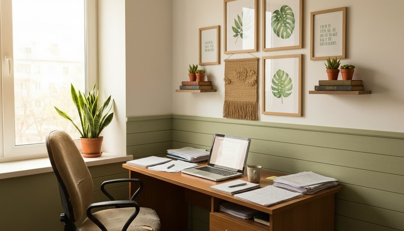 After: Home Office Farmhouse style wall decor - Example 5