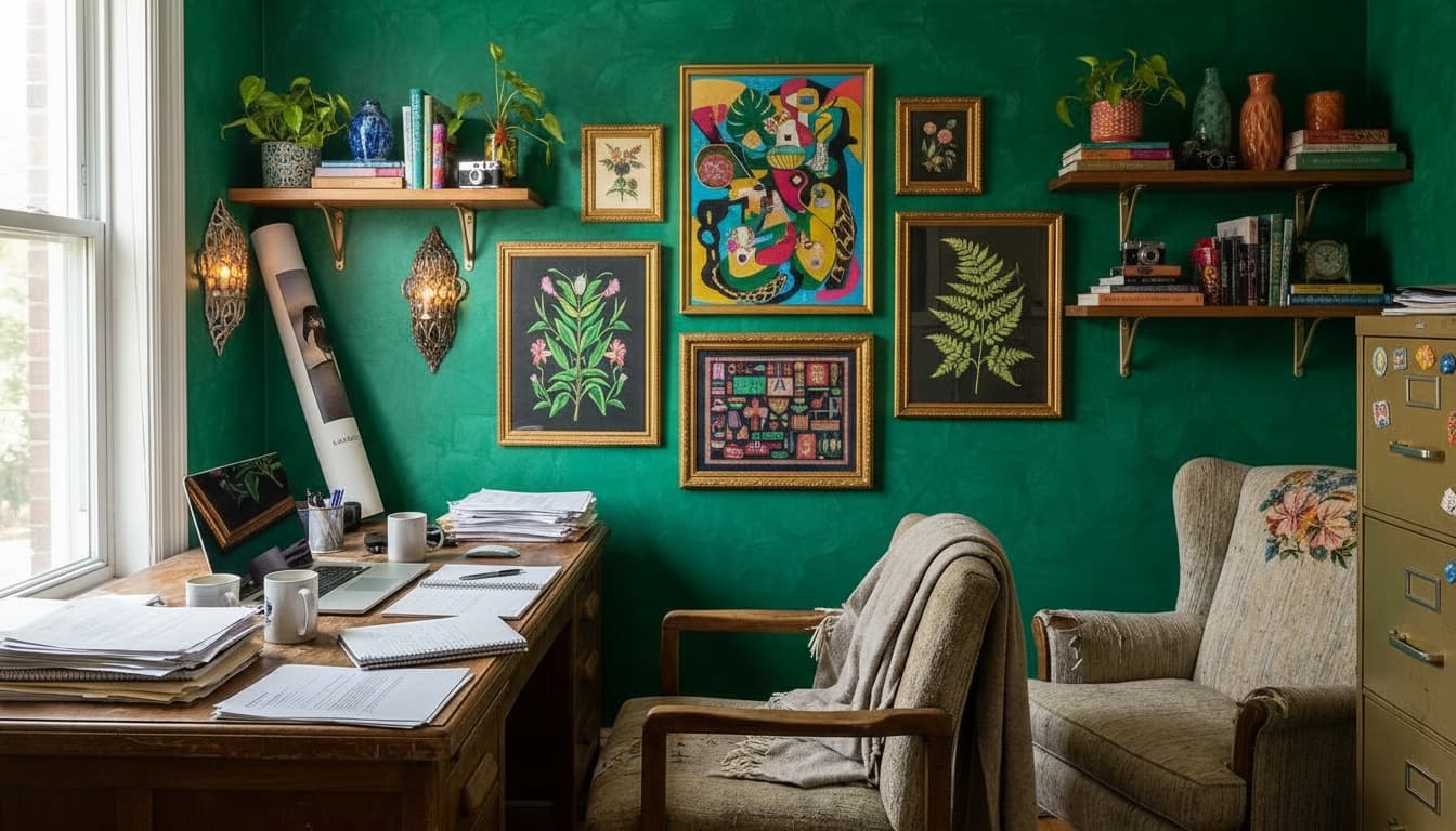 After: Home Office Maximalist style wall decor - Example 1