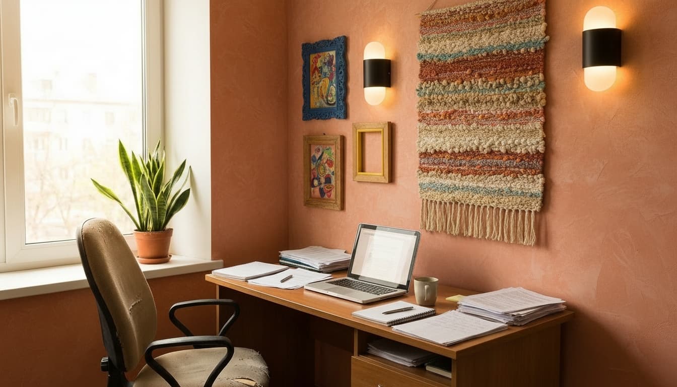 After: Home Office Mediterranean style wall decor - Example 5
