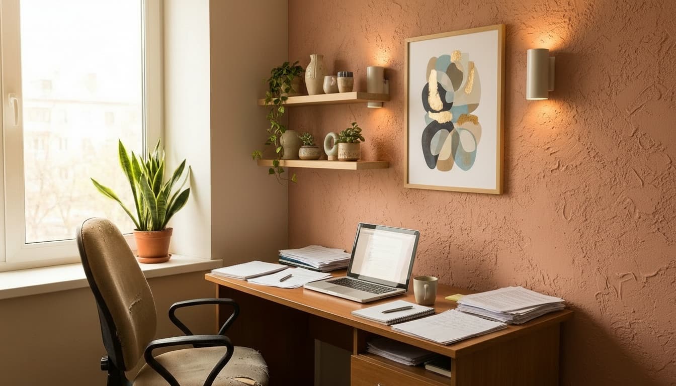 After: Home Office Mediterranean style wall decor - Example 6