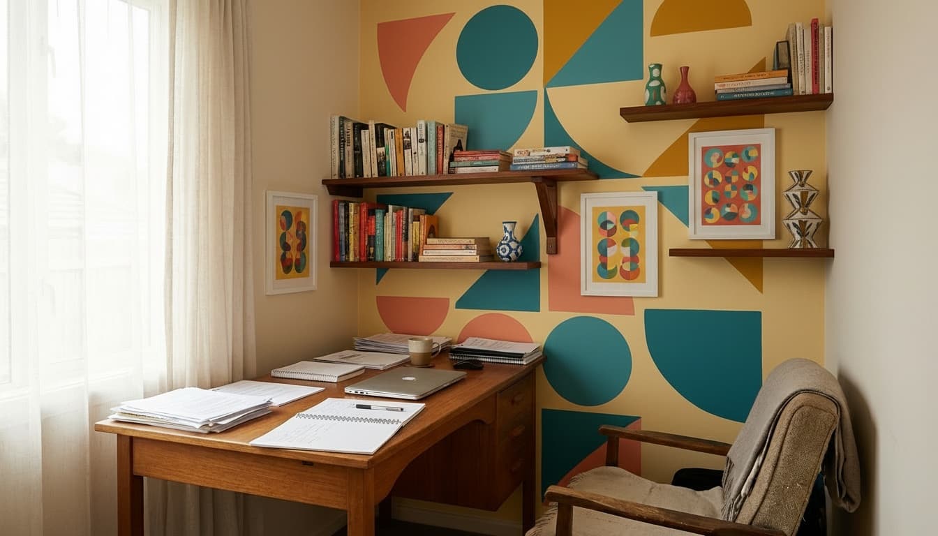 After: Home Office Mid-Century Modern style wall decor - Example 4