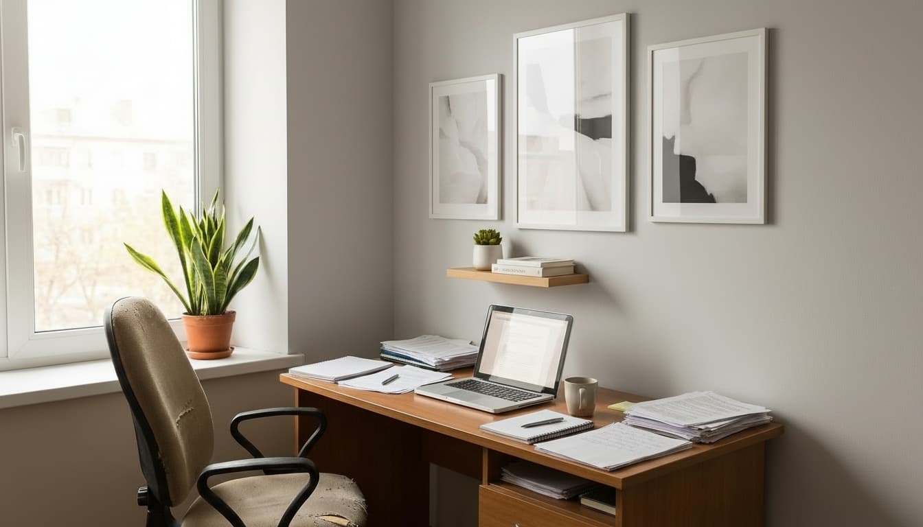 After: Home Office Minimalist style wall decor - Example 6