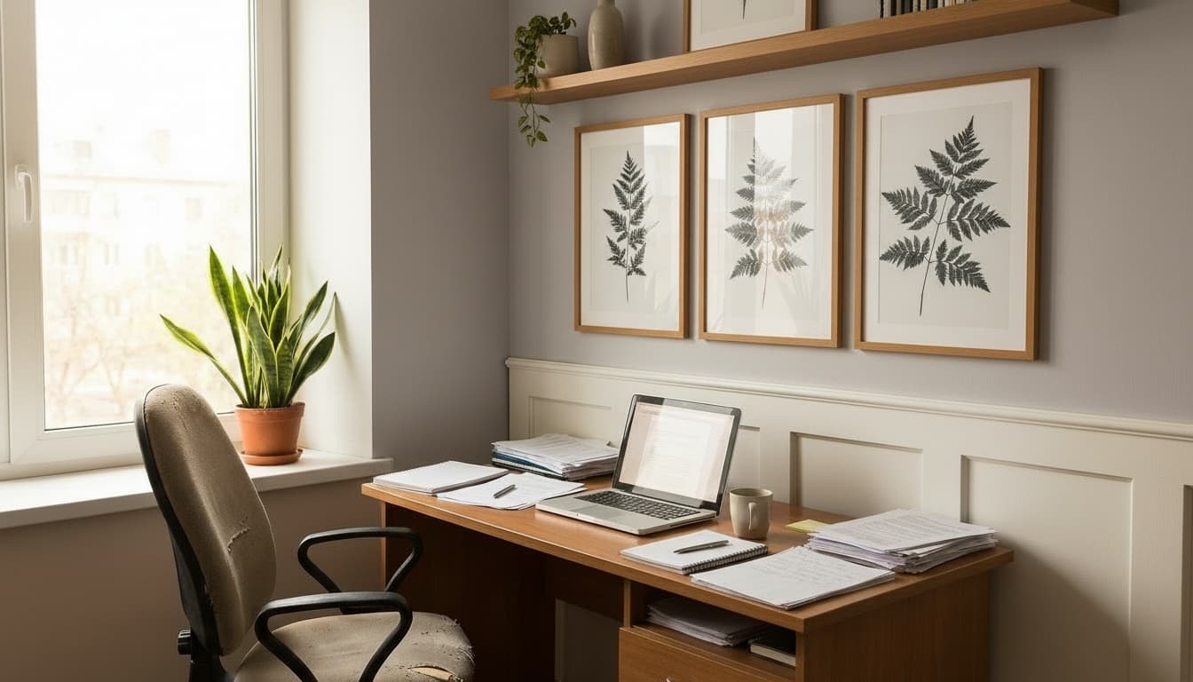 After: Home Office Scandinavian style wall decor - Example 6