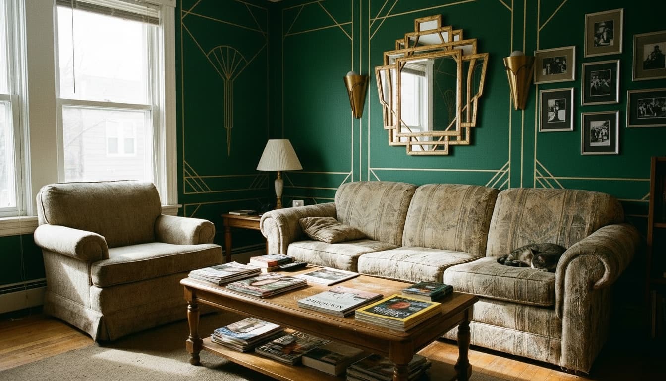 After: Living Room Art Deco style wall decor - Example 4