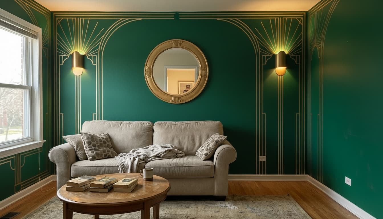 After: Living Room Art Deco style wall decor - Example 8