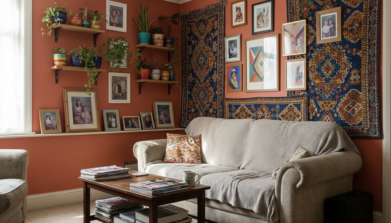 After: Living Room Bohemian style wall decor - Example 2