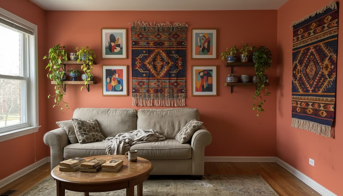 After: Living Room Bohemian style wall decor - Example 8