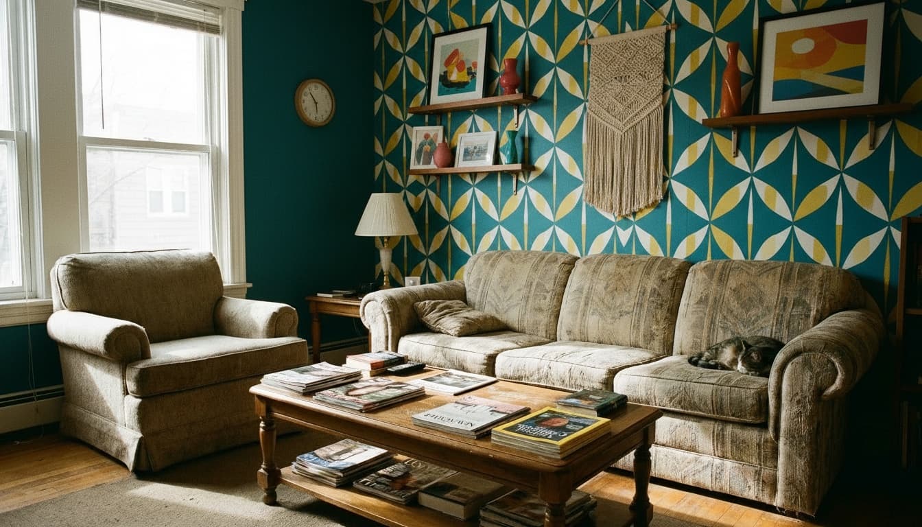 After: Living Room Mid-Century Modern style wall decor - Example 4